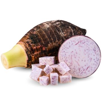 Fresh,Taro.,Taro,Sliced,In,Half,And,Square,Cut.,Isolated