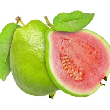 Fresh,Sliced,Guava,And,Leaves,(jambu,Biji,Merah),Or,Psidium