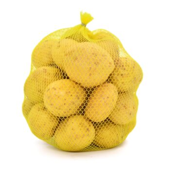 Potatoes,In,Mesh,Sack,Isolated,On,White,Background