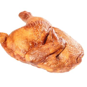 Half,A,Delicious,Smoked,Chicken,On,White,Background